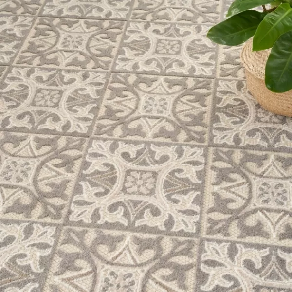 Outdoor Rugs-Kirkland's Home Aloha Ivory Geometric Indoor/Outdoor Area Rug, 3X5 Ivory/Gray