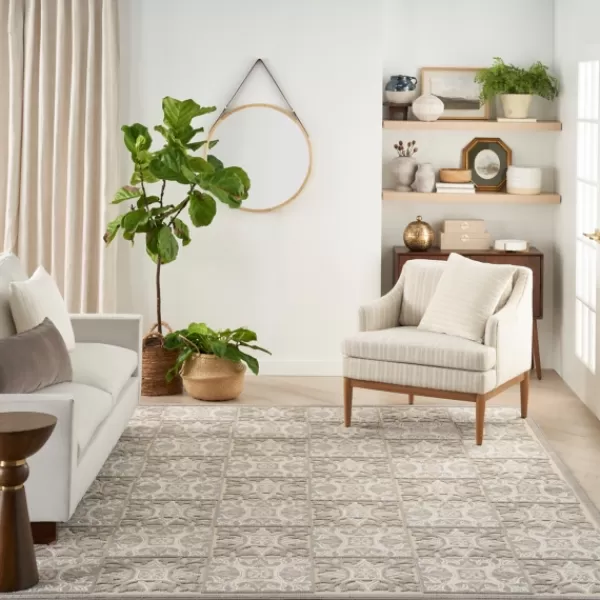 Outdoor Rugs-Kirkland's Home Aloha Ivory Geometric Indoor/Outdoor Area Rug, 6X9 Ivory/Gray