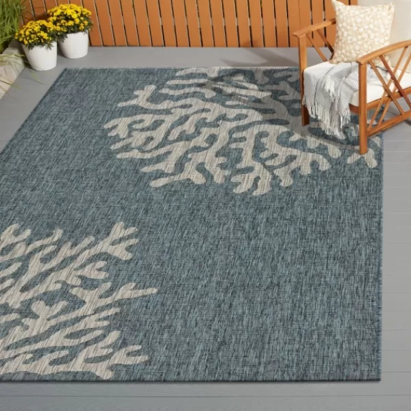 Outdoor Rugs-Kirkland's Home Andros Reef Captiva Outdoor Area Rug, 7X9 Blue/Tan