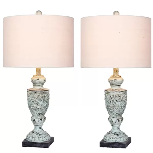 Table Lamps-Kirkland's Home Antique Blue Decorative Urn Table Lamps, Set Of 2 Ivory