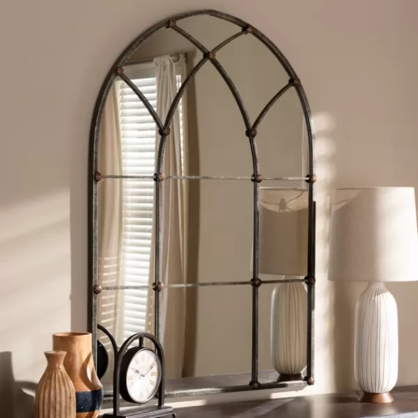 Decorative Mirrors-Kirkland's Home Antique Silver Arched Metal Mirror
