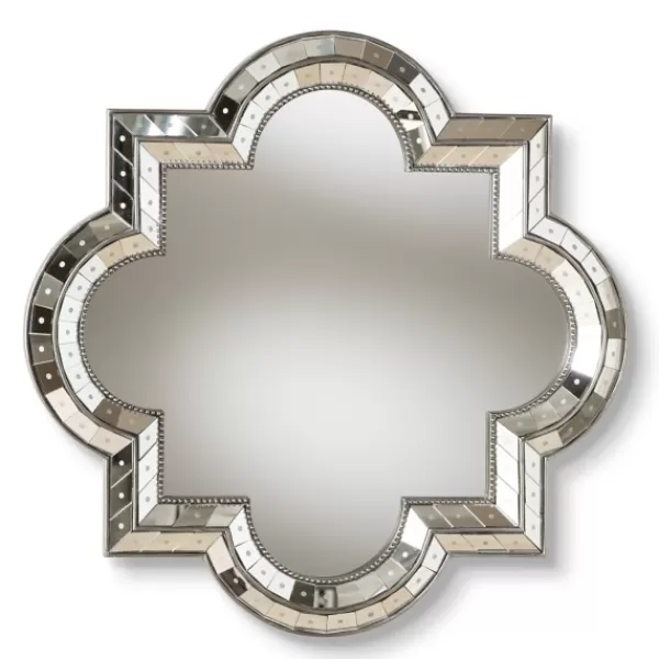 Decorative Mirrors-Kirkland's Home Antique Silver Quatrefoil Frame Wall Mirror