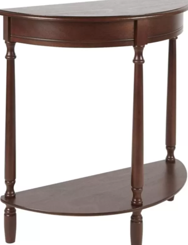 Console Tables-Kirkland's Home Antique Walnut Half Round Console Table Brown