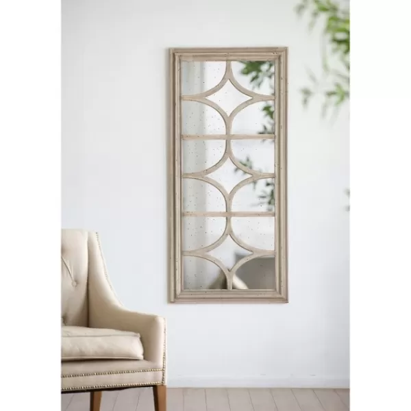 Decorative Mirrors-Kirkland's Home Antique Whitewashed Diamond Panel Wall Mirror