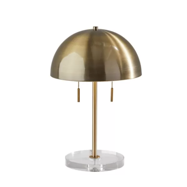 Table Lamps-Kirkland's Home Antiqued Brass Dome Shade Table Lamp Gold