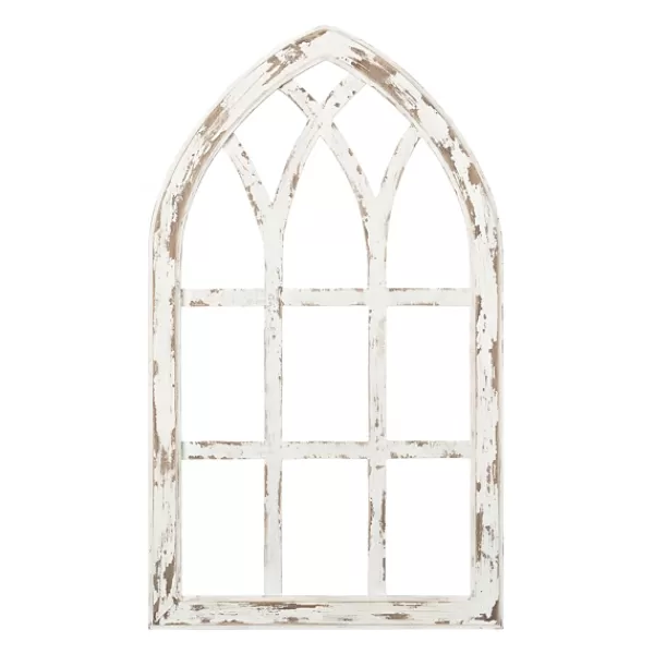 Wall Plaques-Kirkland's Home Antiqued Window Pane Arch Plaque White