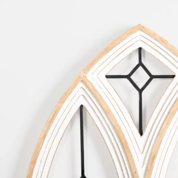 Wall Plaques-Kirkland's Home Arched Wood And Metal Geometric Wall Plaque White/Tan/Black