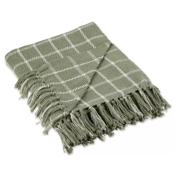 Blankets & Throws-Kirkland's Home Artichoke Plaid Fringed Throw Green