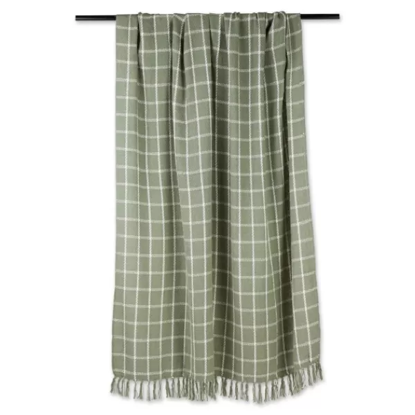 Blankets & Throws-Kirkland's Home Artichoke Plaid Fringed Throw Green