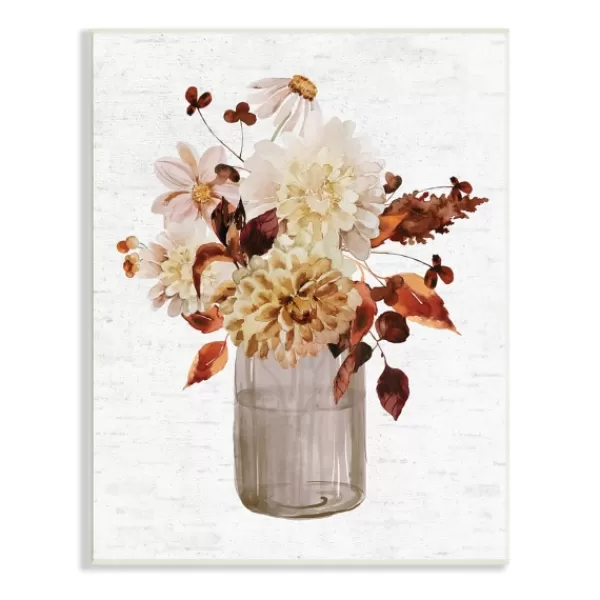 Wall Plaques-Kirkland's Home Autumn Flower Bouquet Wall Plaque White/Brown