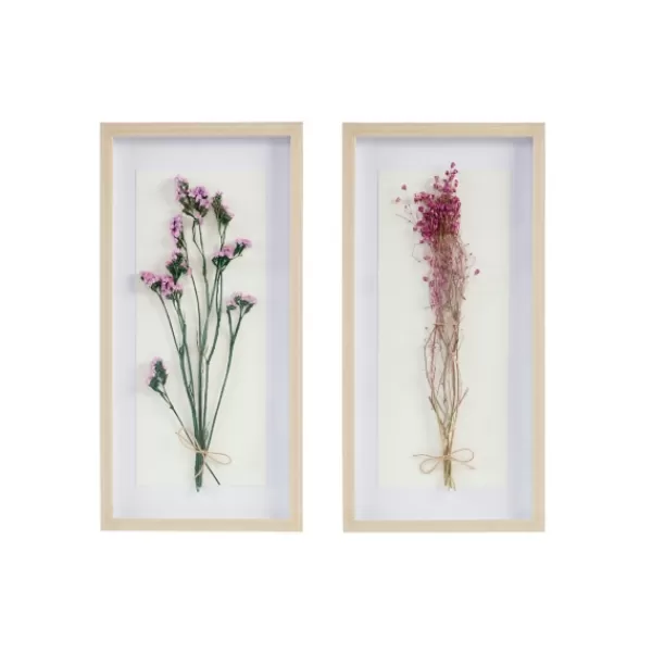 Framed Art-Kirkland's Home Avant Garden Dried Flowers Shadowboxes, Set Of 2 White/Tan/Multi
