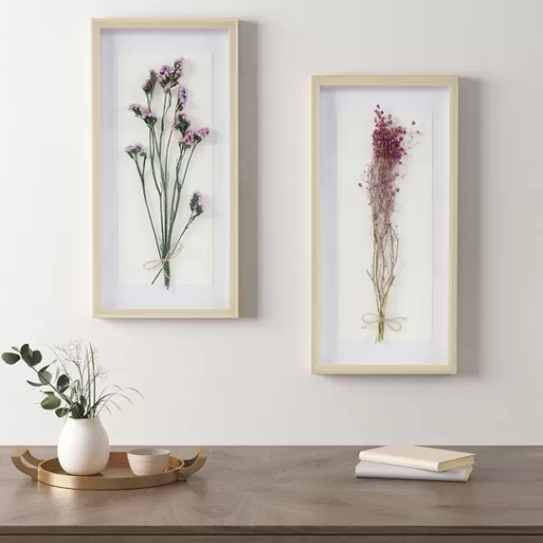 Framed Art-Kirkland's Home Avant Garden Dried Flowers Shadowboxes, Set Of 2 White/Tan/Multi