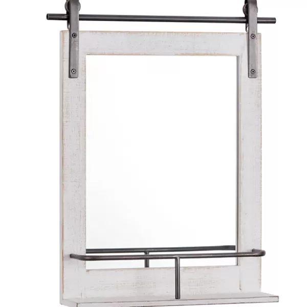 Decorative Mirrors-Kirkland's Home Barn Door Mirror With Shelf White