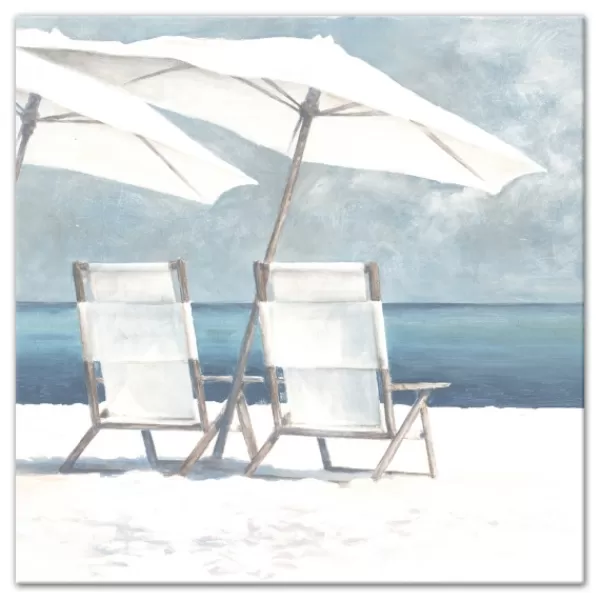 Canvas Art-Kirkland's Home Beach Chairs And Umbrella Coastal Canvas Art Print Blue