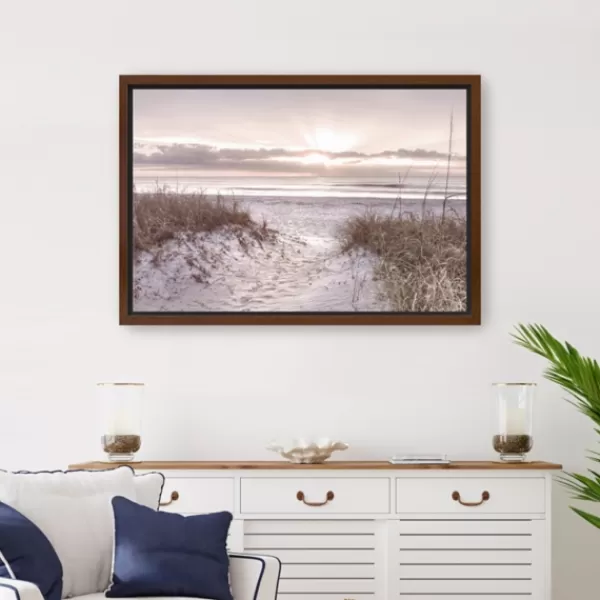 Framed Art-Kirkland's Home Beach Morning Blessing Framed Canvas Art Print White/Gray/Brown