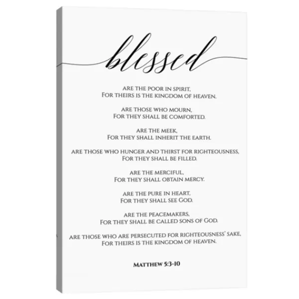 Wall Quotes & Signs-Kirkland's Home Beatitudes Matthew 5:3-10 Canvas Art Print Black/White