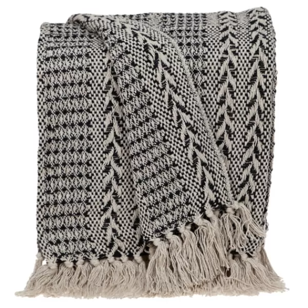 Blankets & Throws-Kirkland's Home Beige And Black Patterned Throw Black/Tan