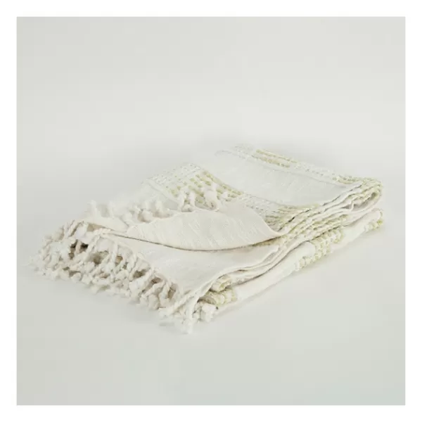 Blankets & Throws-Kirkland's Home Beige And Ivory Woven Stripe Throw Tan/Ivory