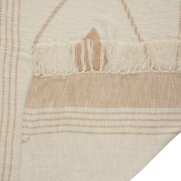 Blankets & Throws-Kirkland's Home Beige Cotton Diamond Geometric Fringe Throw Tan