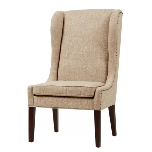Dining Chairs-Kirkland's Home Beige High Wingback Nailhead Trim Dining Chair Tan