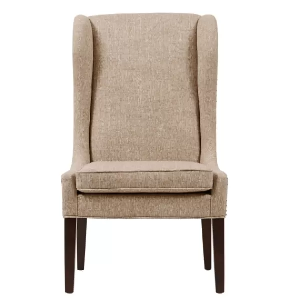 Dining Chairs-Kirkland's Home Beige High Wingback Nailhead Trim Dining Chair Tan