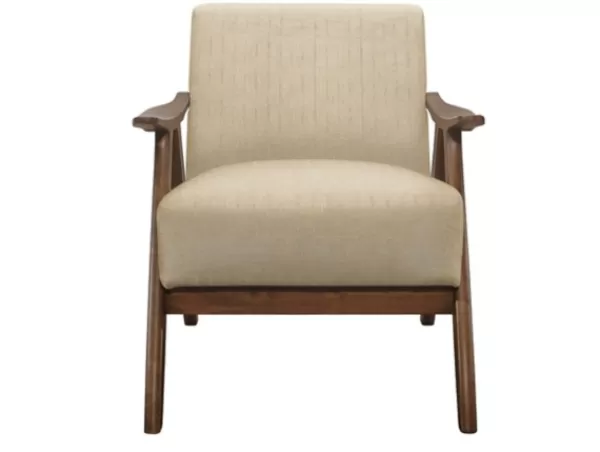 Accent Chairs-Kirkland's Home Beige Mid-Century Hazel Wood Frame Accent Chair Tan