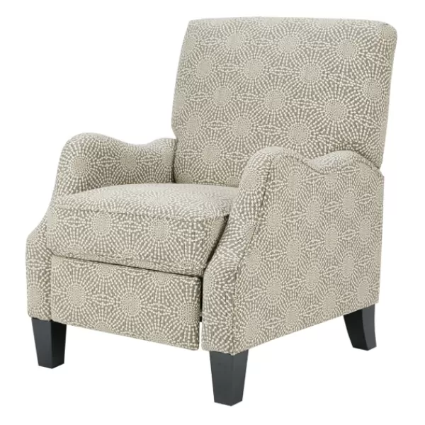 Accent Chairs-Kirkland's Home Beige Pattern Liam Push-Back Recliner Gray/White