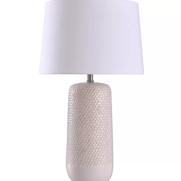 Table Lamps-Kirkland's Home Beige Woven Ceramic Wicker Table Lamp Ivory