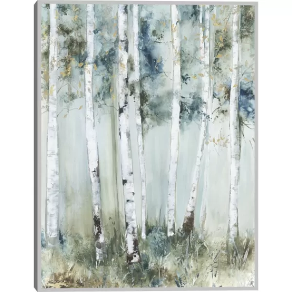 Framed Art-Kirkland's Home Birch Blue Forest Framed Canvas Art Print White/Blue/Green
