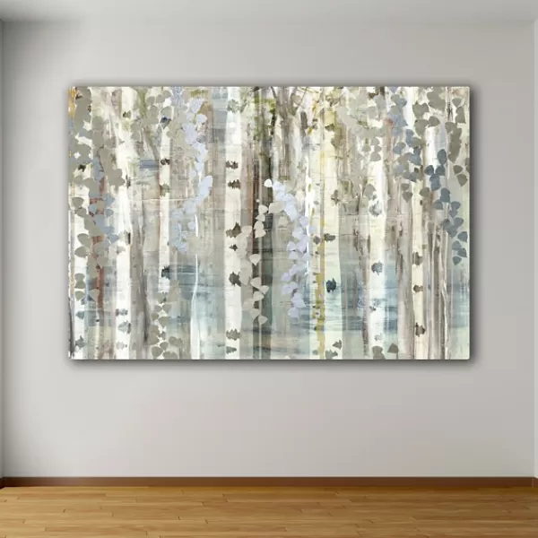 Canvas Art-Kirkland's Home Birch Wood Meadow Giclee Canvas Art Print Gray/Blue