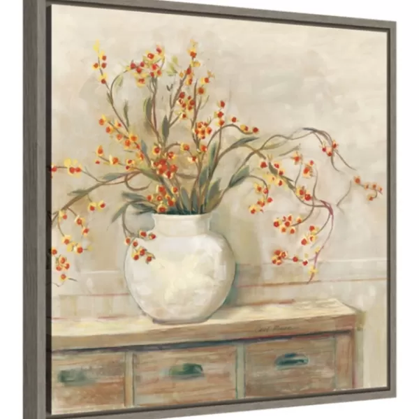 Canvas Art-Kirkland's Home Bittersweet Bouquet Framed Canvas Art Print Tan