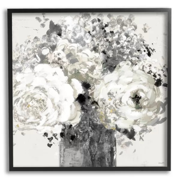 Canvas Art-Kirkland's Home Black And Cream Abstract Floral Canvas Art Print Black/Ivory