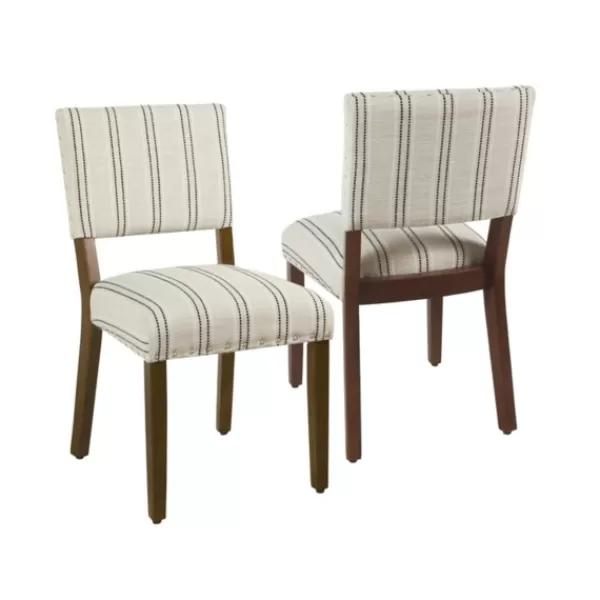 Dining Chairs-Kirkland's Home Black And Striped Dining Chairs, Set Of 2 White