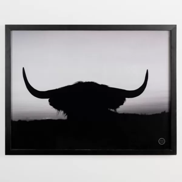 Framed Art-Kirkland's Home Black And White Bull Silhouette Framed Art Print Black/White