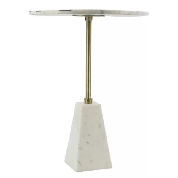 Accent & End Tables-Kirkland's Home Black And White Chevron Marble Accent Table
