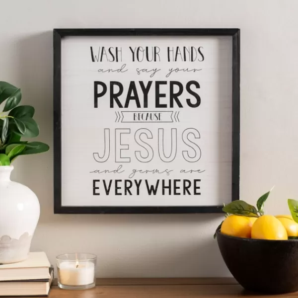 Wall Quotes & Signs-Kirkland's Home Black And White Jesus And Germs Plaque Black/White