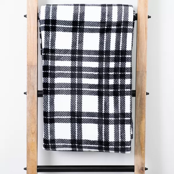 Blankets & Throws-Kirkland's Home Black And White Railroad Plaid Throw Black/White