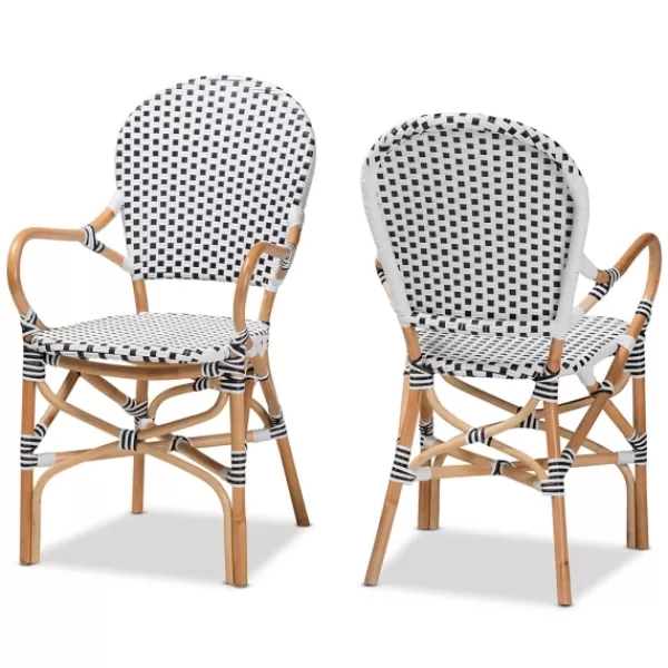 Dining Chairs-Kirkland's Home Black And White Woven Dining Chairs, Set Of 2 White/Black