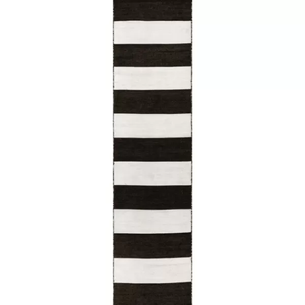 Outdoor Rugs-Kirkland's Home Black Cabana Stripe Indoor/Outdoor Runner, 2X8 Black/White