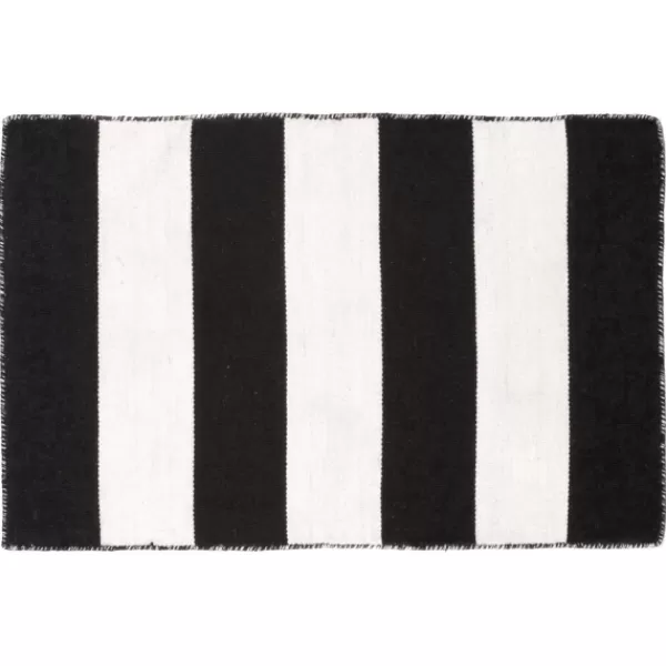 Outdoor Rugs-Kirkland's Home Black Cabana Stripe Indoor/Outdoor Scatter Rug Black/White
