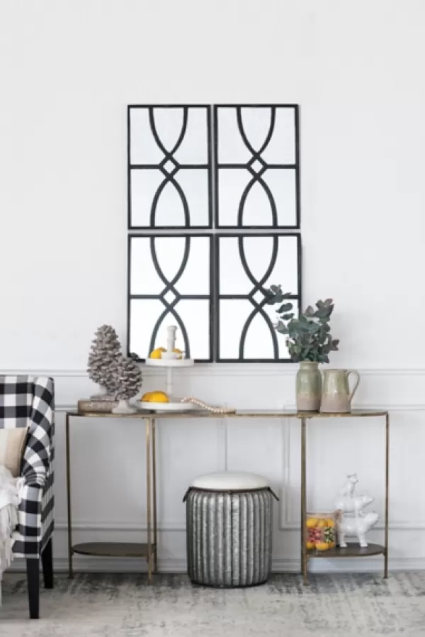Decorative Mirrors-Kirkland's Home Black Carved Wooden Frame Wall Mirrors, Set Of 2