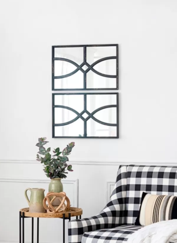 Decorative Mirrors-Kirkland's Home Black Carved Wooden Frame Wall Mirrors, Set Of 2