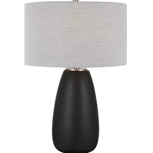 Table Lamps-Kirkland's Home Black Ceramic Gridline Table Lamp Gray