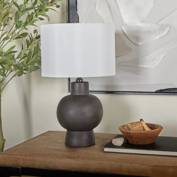 Table Lamps-Kirkland's Home Black Ceramic Hourglass Simple Small Table Lamp White