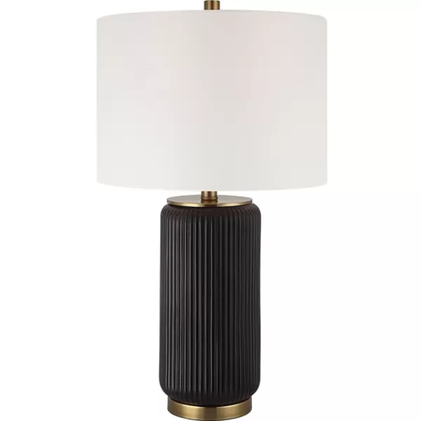 Table Lamps-Kirkland's Home Black Ceramic Ribbed Table Lamp White