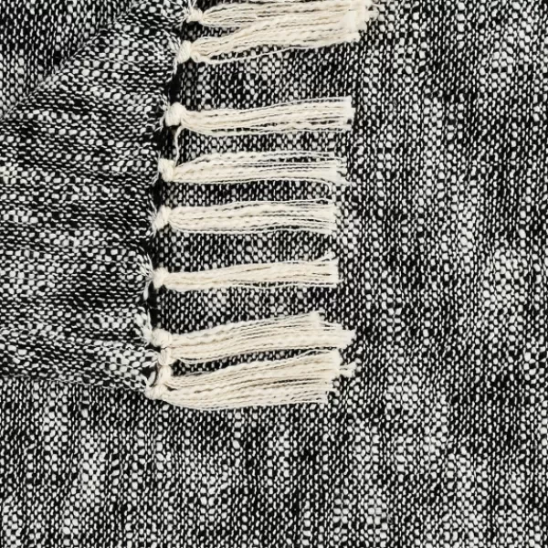 Blankets & Throws-Kirkland's Home Black Chambray Fringe Throw Black/White