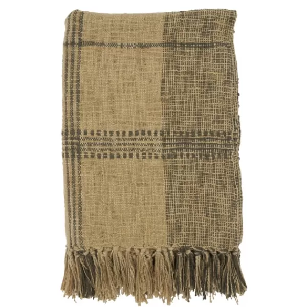 Blankets & Throws-Kirkland's Home Black Cotton Plaid Oaker Throw Blanket Black/Brown