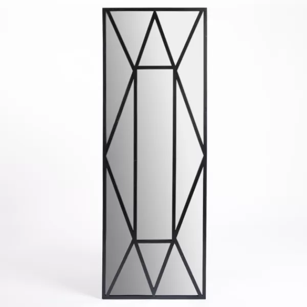 Decorative Mirrors-Kirkland's Home Black Cross Pane Leaner Mirror