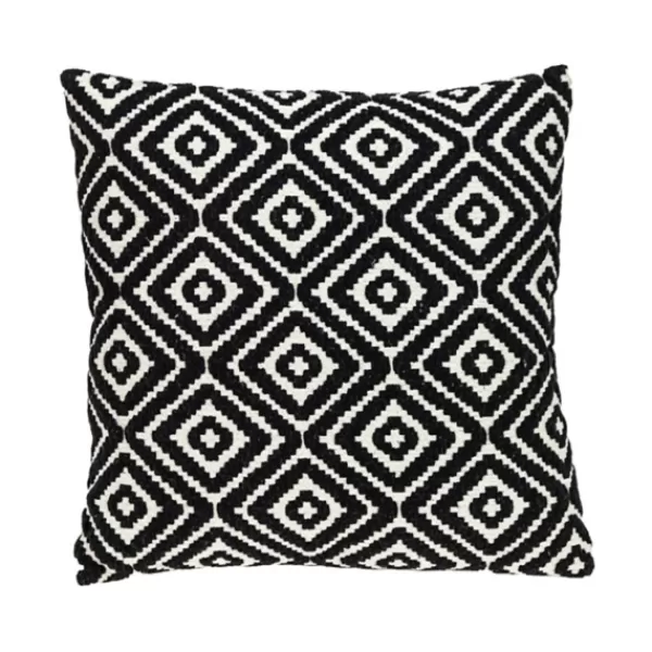 Pillows-Kirkland's Home Black Diamond Cotton Throw Pillow Black/White
