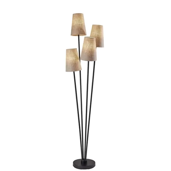 Floor Lamps-Kirkland's Home Black Enoki 4-Arm Asymmetrical Floor Lamp Black/Tan